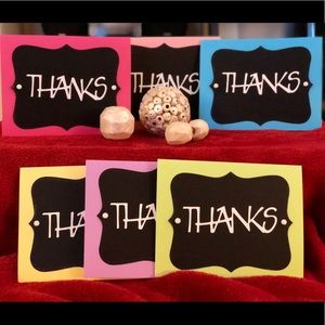 Six handmade thank you cards with envelopes.